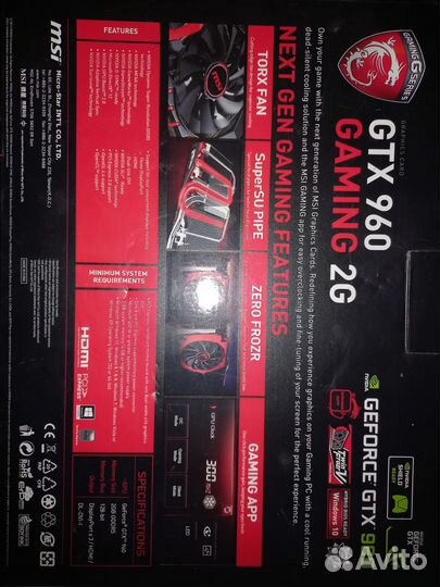 Видеокарта MSI GTX 960 gaming 2 gb