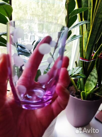 Кувшин в горошек неодимовое стекло винтаж СССР