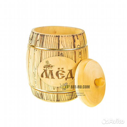 Бочка медовая из липы Бондарь 3 кг(темная, крышка