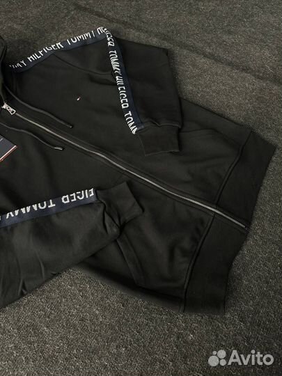 Зип худи Tommy Hilfiger черная люкс