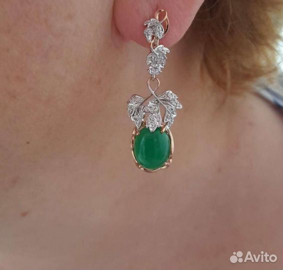 Серебряные длинные серьги с натур. агатами