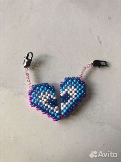 Брелок парный из бисера сердечко