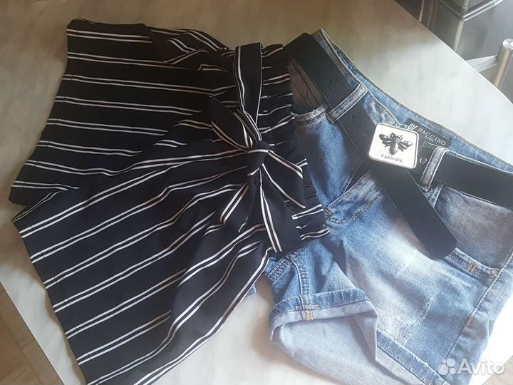 Шорты с ремнем и шорты с поясом 2шт