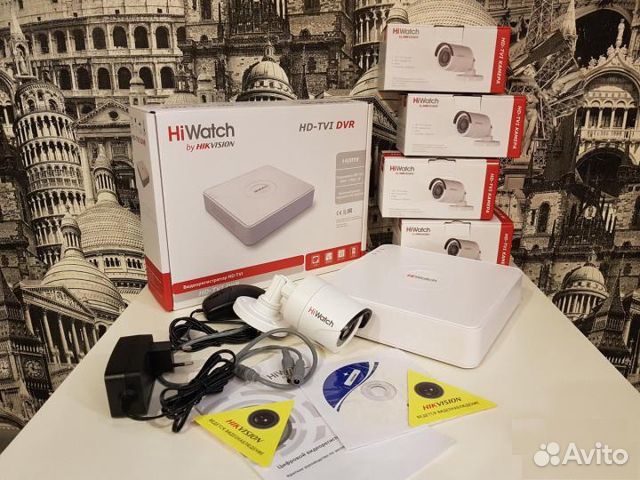 Комплект HD-TVI видеонаблюдения для улицы 4 камеры