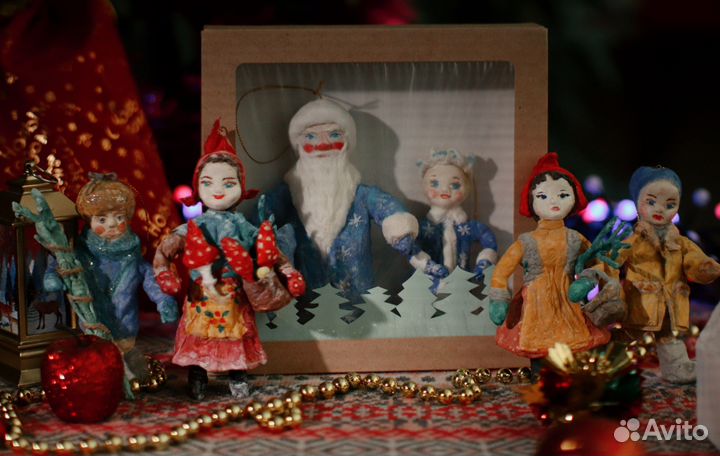 Ватные елочные игрушки ручной работы