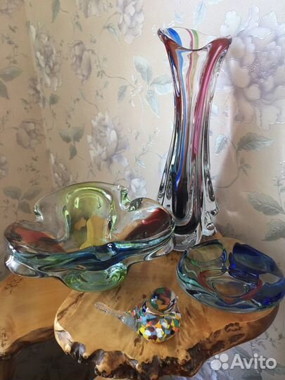 Ваза цветной хрусталь