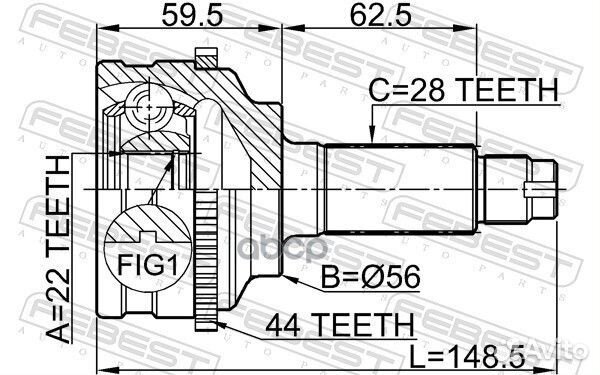 ШРУС наружный c кольцом ABS 0510-038A44 Febest