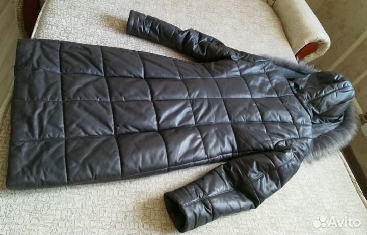 Пуховик кожаный