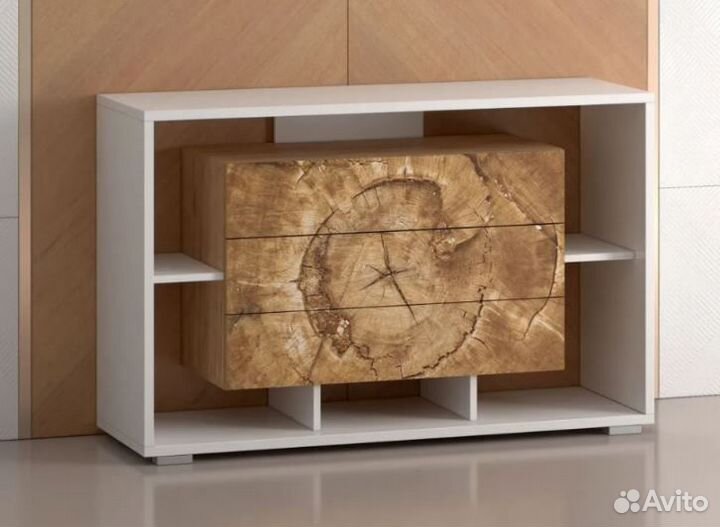 Тумба тв Крафт золотой с рисунком