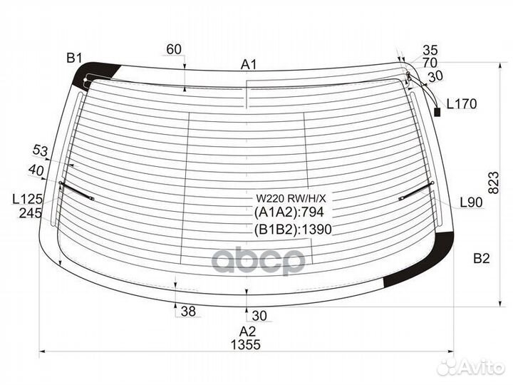 Стекло заднее с обогревом mercedes-benz S-class
