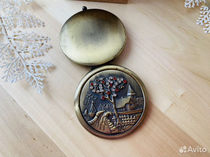 Зеркало карманное маленькое складное металлическое