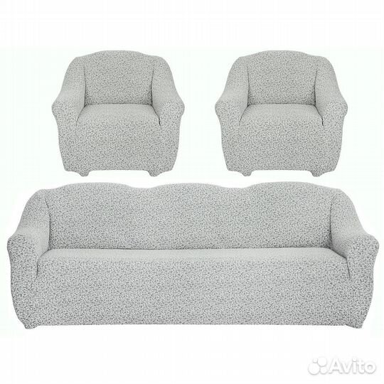 Чехлы на диван и два кресла без оборки, Кремовый