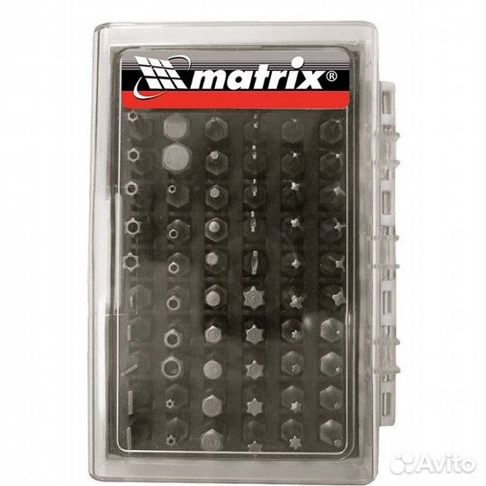 Набор бит с магнитным держателем,CrV,61 шт/Matrix
