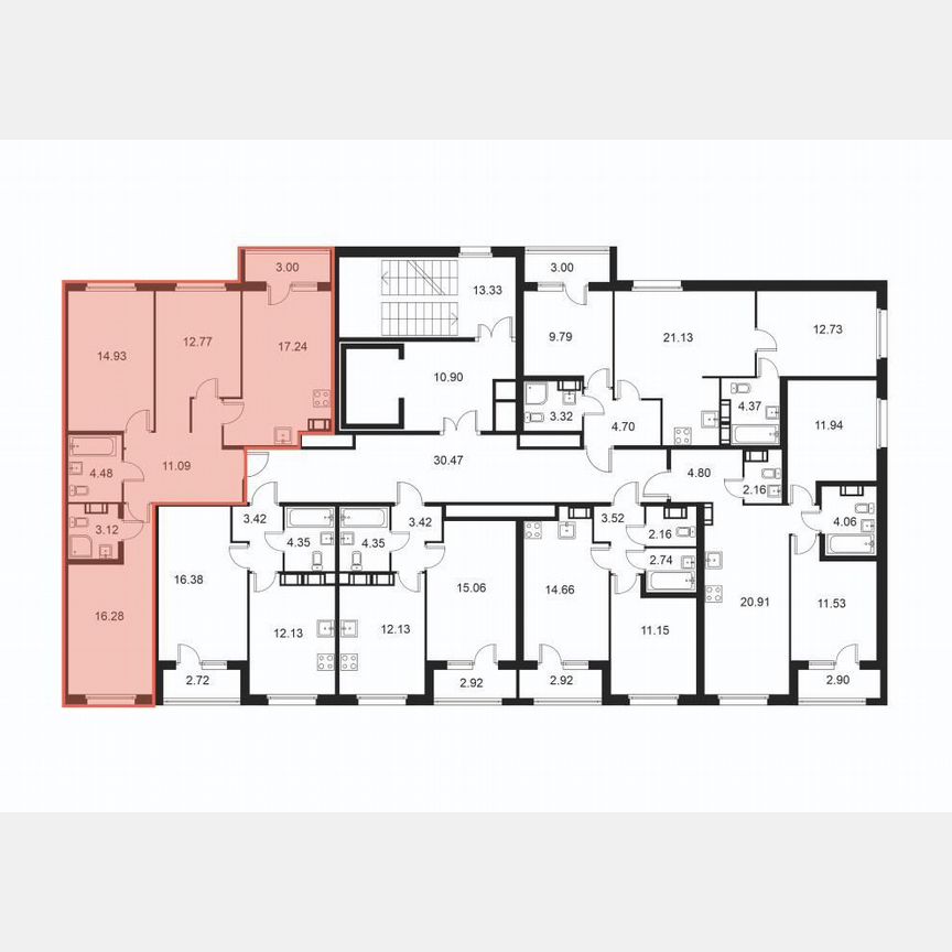 3-к. квартира, 81,4 м², 8/9 эт.