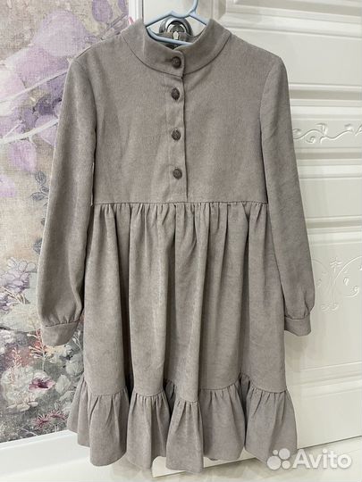 Школьная форма серая (платье, блузка и кардиган)