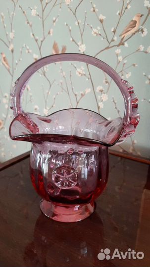 Ваза конфетница из цветного стекла СССР