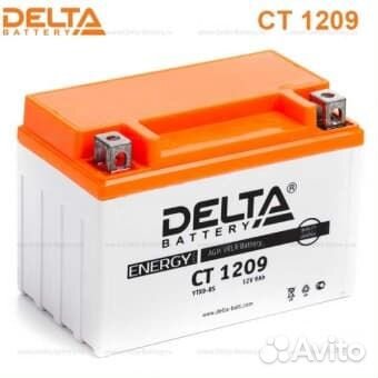 АКБ Delta CT1209 YTX9-BS, YTX9 (12V 9Ah, Размеры: