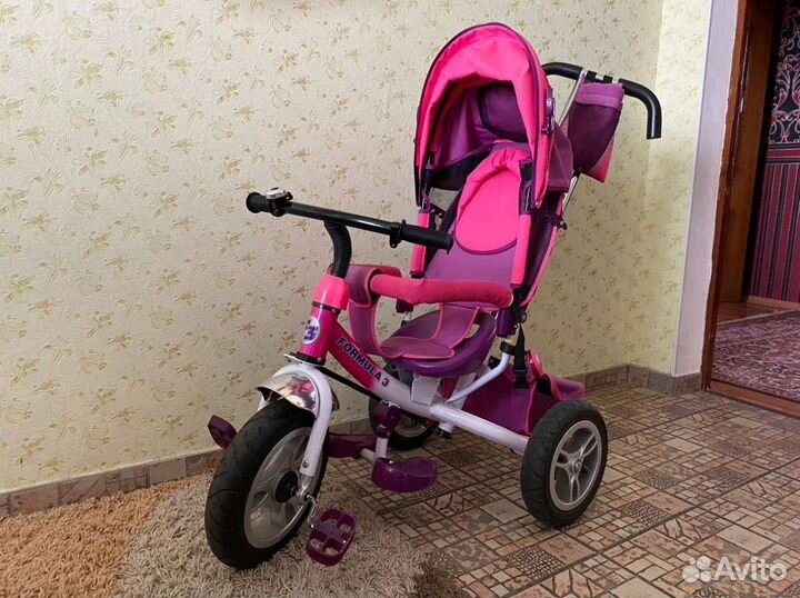 Детский 3-х колёсный велосипед с крышей и ручкой