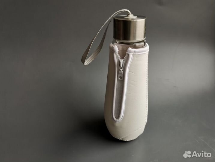 Спортивная бутылка для воды с чехлом 500мл стекло