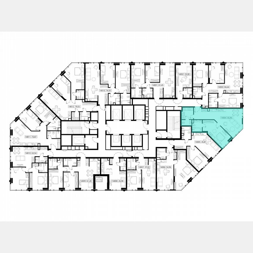 1-к. квартира, 67,1 м², 40/55 эт.
