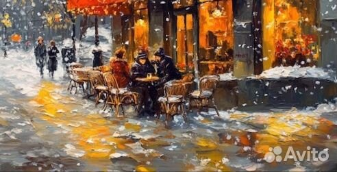 Картина текстурной пастой с душой Парижская зима