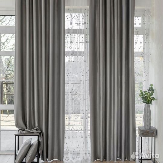 Комплект портьер сатен Адора Хром шторы