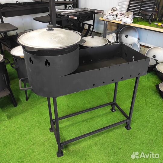 Мангал Печь для казана 3мм + Казан 12л