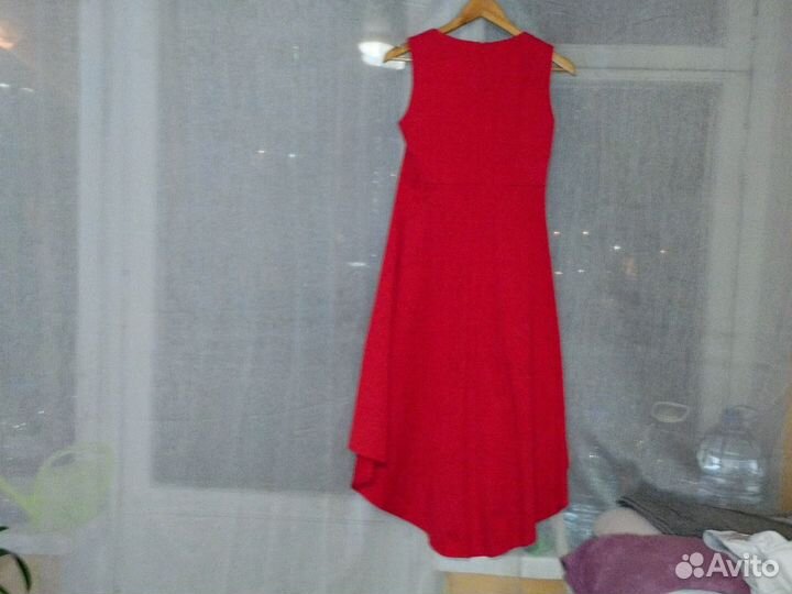 Платье вечернее красное, парча, атлас