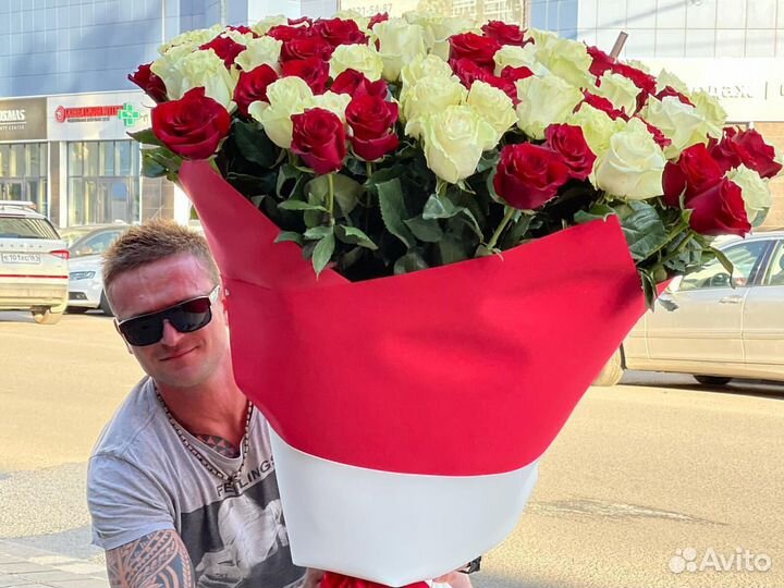 101 Роза Эквадор Доставка цветов 51 75 85 Цветы