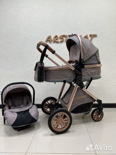 Коляска-трансформер 3в1 Luxmom V9 коричневый