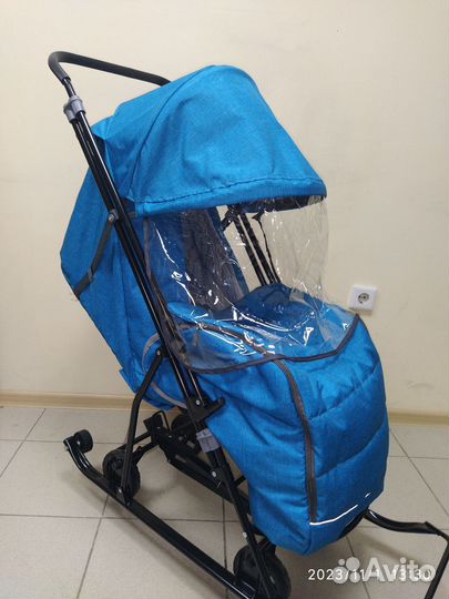 Новы санки коляска Galaxy бирюзовый