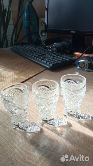 Стопки сапожок хрустальные, цена за 4 шт