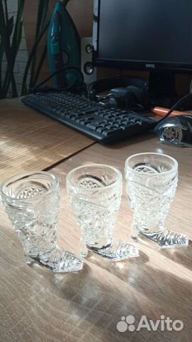 Стопки сапожок хрустальные, цена за 4 шт