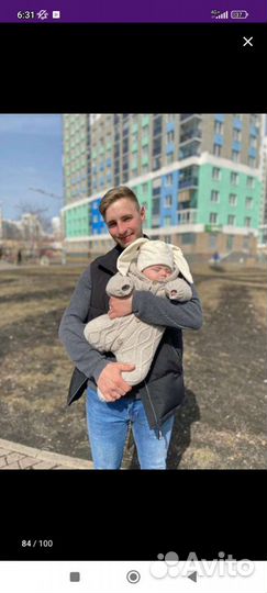 Детская шапка от 0-6 мес с ушками зайчика