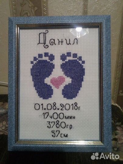 Вышивка крестиком метрик, имён, картин