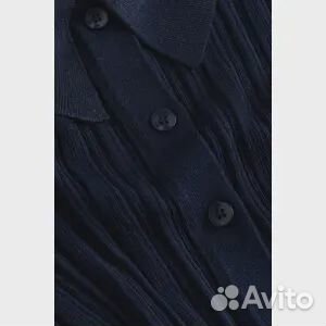 Кардиган H&M Rib-knit With Collar, темно-синий