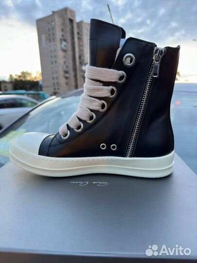 Rick Owens Black Jumbo Lace High-Top