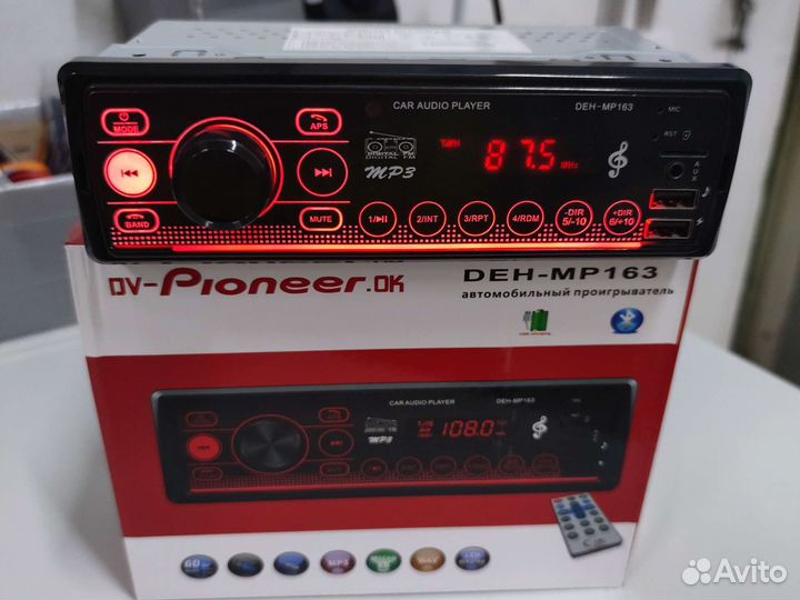 Магнитола 1 din Pioneer.ok MP163, USB/Bluetooth
