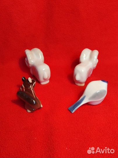 Фарфоровая статуэтка Бурундучок Баран Птичка