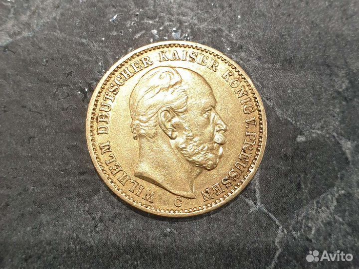 Золотая монета 20 марок Вильгельм I. 1872г