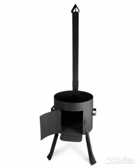 Казан чугунный на 10л с печкой трубой