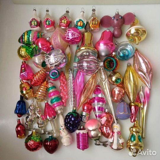 Ёлочные игрушки СССР: зайки, снегурочка, Дед Мороз