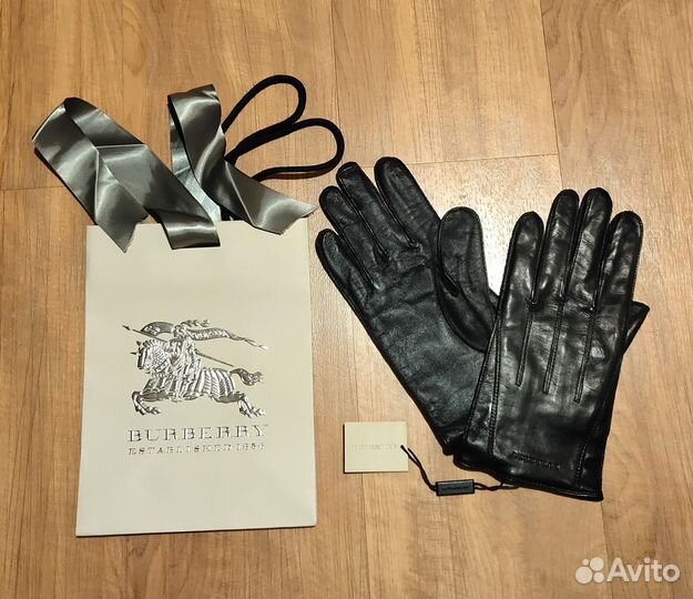 Новые кожаные мужские перчатки Burberry оригинал
