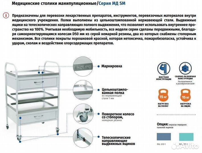 Столик процедурный Hilfe мд SP 3N