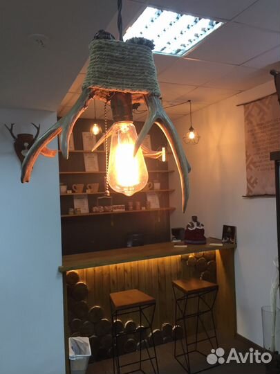 Лампа, декоративная, из рога