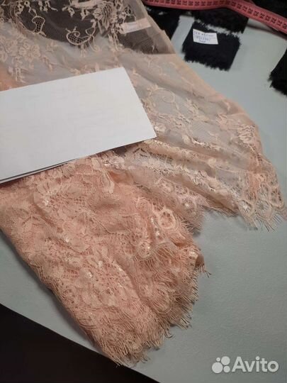 Кружево полотно, цвет нежный персик, 3 метра