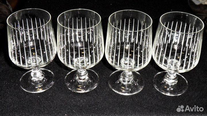 Бокалы на ножке с резным декором СССР 4 шт. Винтаж