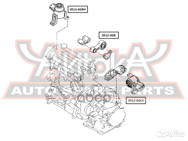 Подушка двигателя левая 0512-gglh asva