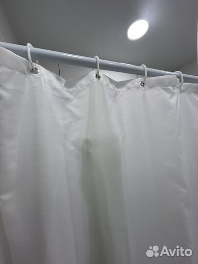 Штора для ванной на люверсах тканевая со штангой