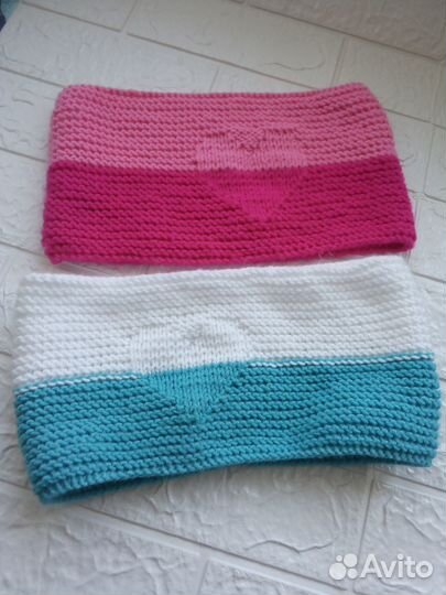 Шарф хомут снуд, сердечко, новый, двухцветный